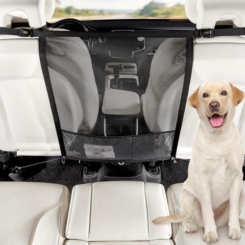 Veitail Dog Car Barrier,Car Divider Net for Dogs,Pet Barrier with Organizer,Dog Barrier for Car,SUV,Truck