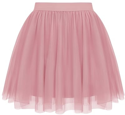 Lovasy Gonna Tulle Donna Corta Gonne in Tulle Curvy Multistrato Gonne Tutu a Strati Gonna in Rete Elegante per Carnevale Halloween Natale Party Prom,A-Rosa,L/XL