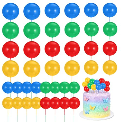 40 Pcs Ball Cake Toppers, Cake Toppers Insert Balls Foam Balls | Cakes Decorations, DIY Decorative Cakes Ornaments, Stylish Cupcake Picks, for Birthday, Wedding
