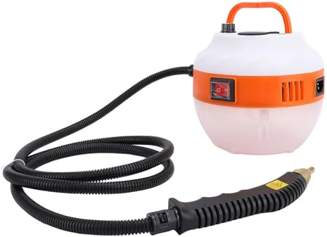HELEVIA Pulitore a Vapore Portatile, Pulitore a Vapore Pressurizzato Ad Alta Temperatura Portatile con Serbatoio in Vetro da 1 Litro e Tubo per Pistola a Spruzzo da 2 M, per la Casa, (Spina europea