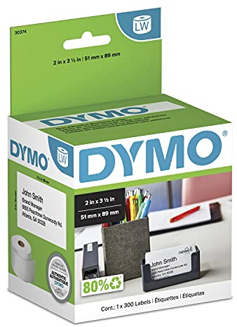 DYMO Authentic LW Non-Adhesive Business Card Labels for LabelWriter Label Printers, White, 2 x 3-1/2, 1 Roll of 300