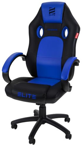 ELITE Gaming Stuhl MG100 Exodus | Ergonomischer Bürostuhl - Schreibtischstuhl - Chefsessel - Sessel - Racing Gaming Stuhl - Gamingstuhl - Drehstuhl - Chair - Kunstleder Sportsitz (Schwarz/Blau)