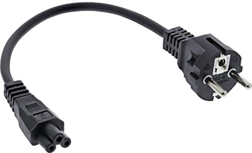 InLine® 16656T Netzkabel für Notebook, 3pol Kupplung, schwarz, 0,3m