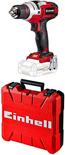 Einhell Akku Bohrschrauber TE-CD 18 Li E Solo Power X-Change (Lithium Ionen, 18 V, 2 Gang, 47 Nm) + Koffer E-Box S35 (für universelle Aufbewahrung von Werkzeug und Zubehör)