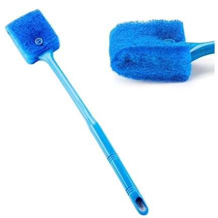 SunGrow Aquarium, Crested Gecko, Hermit Crab Sponge Scraper Cleaner, 16” x 2”, Double-Sided Blue Sponge, Freshwater & Saltwater Fish Tank Maintenance, for Glass Surfaces Only