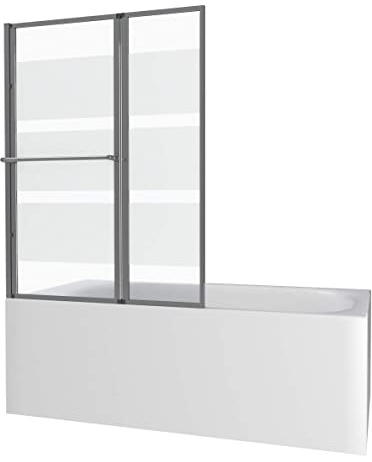 AURLANE Pare Baignoire relevable 139x105cm avec volet - Verre Transparent avec Bande depolie