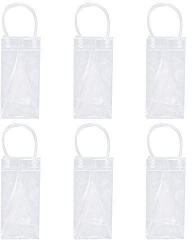 Lot de 6 sacs isothermes pour bouteille de champagne, de bière, de vin rouge, étanche, portable en PVC transparent, avec poignée de transport, pour fête en extérieur