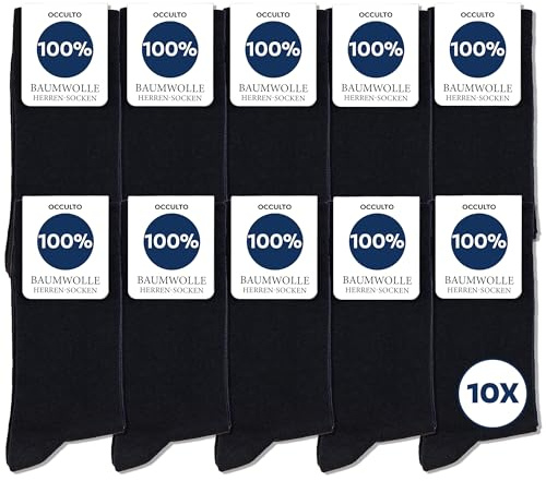 Occulto calze uomo 100% cotone pacco da 10-20 (modello: Ingo) 47-50 10 Paia | Nero