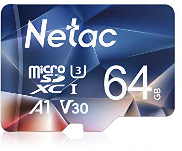 Netac 64GB MicroSDXC Memory Card, Micro SD Card R/W up to 100/30MB/s, TF Card 4K Full HD Video Recording, UHS-I, C10, U3, A1, V30, for Camera, Smartphone, Security System, Drone, Dash Cam