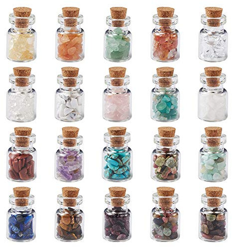 Cheriswelry 20pcs Mini Gemstone Wishing Bottles Set for Jewelry Making Home Decoration