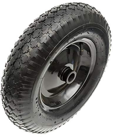 15 Inch 4.80/4.00-8 Wheelbarrow Wheel & 4 Ply Pneumatic Tyre Black 25.4mm Bore Roller Bearings & Reducer Bushes Takes 25mm Axle 75mm Hub Barrow Cart