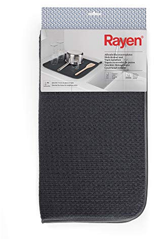 Rayen | Alfombrilla Escurreplatos | Escurridera Platos Cocina | Material Super Absorbente | Secado rápido | Evita Humedad | Gris oscuro | 40x46 cm