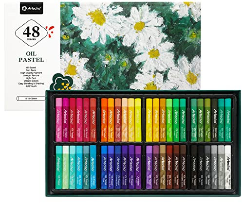 Artecho Ölpastellkreide 48er Set, lichtechte Farben, Sanfte Berührung, Einfaches Mischen und Schattieren, Ideal für Künstler, Hobbymaler, Schule.