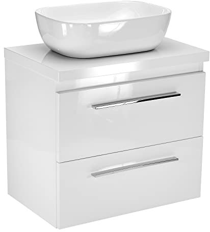 paplinskioebel - Mobile Bagno con Lavabo con Cassetti 50 cm Largo Sicily Sink, Lavandino Bagno con Mobiletto, Facile Installazione, Lavabo con Mobile Bianco Sospeso