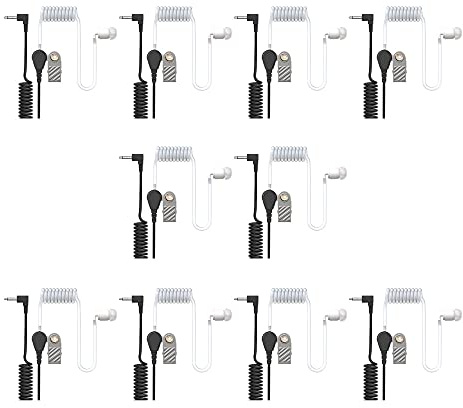 LIFE IS SIMPLE Ohrhörer Schallschlauch - 2,5mm Klinke - One Ear - transparent inkl. Halteclip - Kopfhörer Headset für Funkgeräte | 10er Set…
