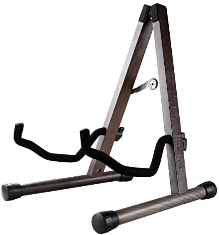 HilerPunk Schwarzer Walnuss Gitarrenständer,Akustisch,E-Gitarrenständer, A-Rahmen klappbar Bassgitarrenständer,Gitarrenzubehör,Kompatibel mit Cello,Mandoline,Bass,Banjo,Ukulele