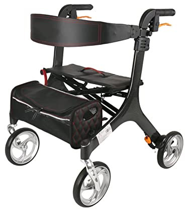JINHH Rollator klappbarer Leichter kompakter Gehrahmen 4-Rad-Walker mit Sitztragetasche abschließbare Bremsen, mit 8-Zoll-Rädern und kompaktem, faltbarem Sitz-Design