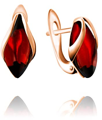 Örhängen bärnsten droppar i roséguld förgyllt sterlingsilver 925, färg – brun konjak, S, örhängen roséguld bärnsten, sommar 2021-kollektion, Small, Amber Silver Roséguld, Bärnsten