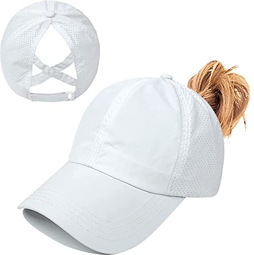 Baynetin Pferdeschwanz Baseballkappe Damen Sommer Einstellbare Schnell trocknende Masche Atmungsaktiv Baseballmütze Unisex Criss Cross Hüte Sport Mütze