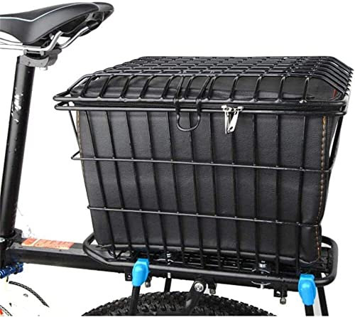 Amdieu Fahrradkorb, Körbe mit Deckel und Pu Innenbeutel for Aufbewahrungskorb rostproof Schnellfreigabe Fahrrad hinten Fahrradkorb (Color : Black, Size : 14*9.4*9.4)