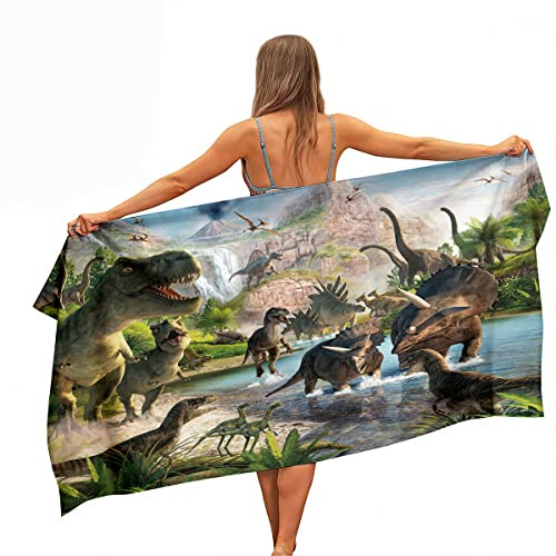 Ulticool Mikrofaser Handtuch - Dinosaurier T-Rex - 160 x 80 cm - Leicht Reisehandtuch Schnelltrocknend Badetuch Strandhandtuch Saunatuch Microfaser Microfiber - für Reise Fitness Sport Strand