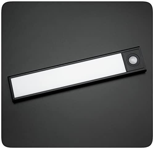 PRECORN 20 cm Sensor Licht in Schwarz Mit 34 LEDs - Schrankbeleuchtung Lichtleiste USB-C Wiederaufladbar - Schranklicht Mit Bewegungsmelder Für Küche, Kleiderschrank, Nachtlicht, Treppe