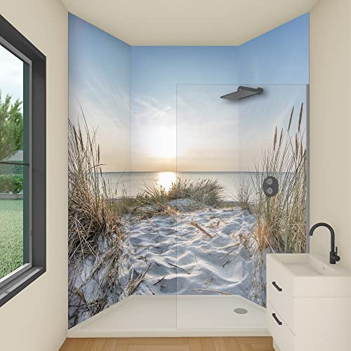 yourplate Duschrückwände individuelle Größe (Sonnen Meerblick) | 3mm Aluminium Verbundplatte, exklusives Design, einfache Montage, geringes Gewicht, fugenlos, wasserdicht, pflegeleicht