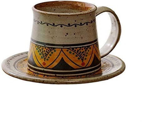 HASMI Kaffeetassen 170 ml handgefertigte grobe Keramik-Kaffeetasse im Vintage-Stil Hochwertige exquisite Keramiktasse Handgebrühte Kaffeetasse und Untertasse Mug (Color : A)
