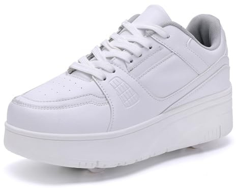 ENEN Chaussure a Roulette Mode Fille, Chaussures a roulettes Retractable Garçons, Basket Roulette Enfant, Roller 4 Roues Déformable Adolescents pour Intérieur Extérieur