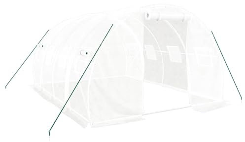 Gecheer Gewächshaus Treibhaus Tomatenhaus Pflanzenhaus mit Stahlrahmen Weiß 12 m² 4x3x2 m