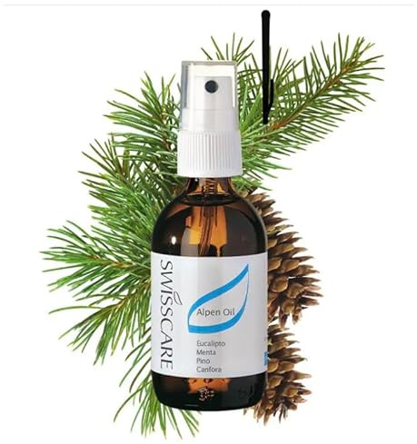 Swisscare Alpen Oil 50 Ml - Deodorante per Tessuti in Liquido - Eucalipto, Menta, Pino Silvestre e Canfora