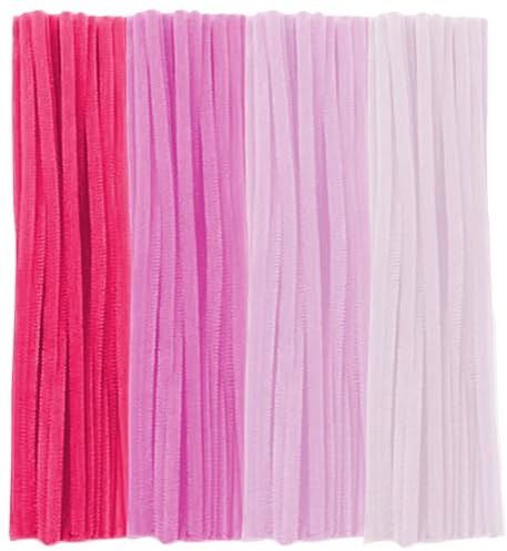 200 Stück Pfeifenreiniger, Rosa Serie Pfeifenreiniger Chenilledraht 6mm*30cm, Pfeifenputzerdraht für Handwerk DIY Craft Projekte Chenilledraht Biegeplüsch zum Basteln und Dekorieren Pipe cleaners pink