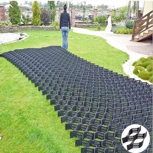 Durchlässiges Kies-Bodengitter für Erosionsschutz und Landschaftsbau, 2 x 8 m, einfach zu installieren und zu schneiden, Stabilisierungsgitter für Terrasse, Gehwege und Außenbereiche
