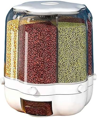 XINWEIOZ Dispensador Giratorio de Alimentos Secos, contenedor de Almacenamiento de arroz de Gran Capacidad, Caja de Alimentos para Granos, Aperitivos y Dulces,XL