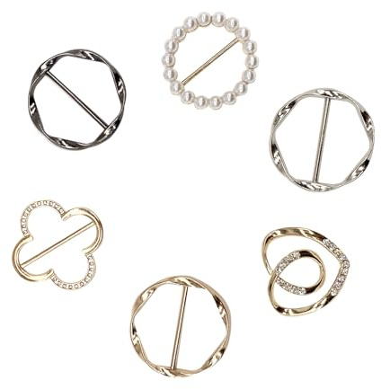 Aikeis Maglietta con Clip per Sciarpa, Fibbia in Metallo Rotonda per Cintura, Camicia da Donna, Anello in Seta, Nodo per Cravatta