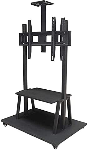 WOTZOV 50-55-65-75 Zoll Mobiler TV-Ständer mit Zwei Bildschirmen vorne und hinten, TV-Bodenwagen, frei beweglich, verdickt und stabil mit Go-and-Stop