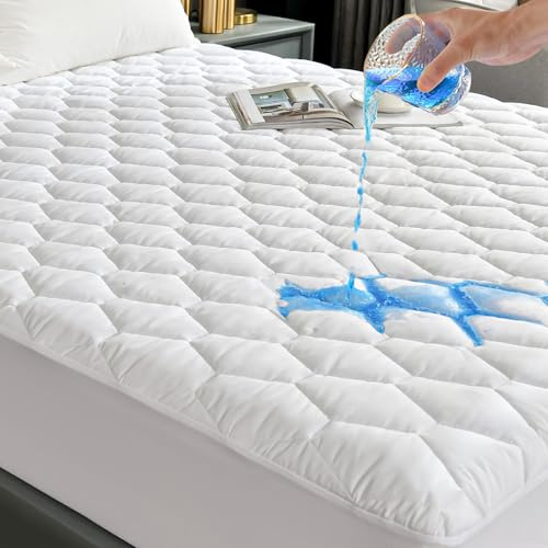 GRT Waterproof Mattress Protector King, 30cm Extra Deep Skirt, Breathable Noiseless Quilted Mattress Cover, Super Absorbent Dust Proof Mattress Protector (King - 152 x 200cm)