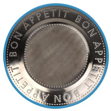 Talking Tables Handmade Stainless Steel Plate with Blue Enamel Rim Durable Side Dish Lightweight for Everyday Indoor or Outdoor Dining Picnic Camping BBQ, Summer Tableware, Dishwasher Safe 25cm