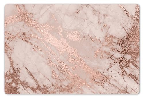 KitchenYeah© Manteles Individuales Lavables 6 Piezas Salvamanteles Plástico | 45x30 cm - Antideslizante Tapete Mesa Comedor Elegante Placemat Mármol - Rosa - Lujo - Aspecto - Brillo - Diseño