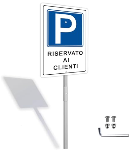 Cartello Parcheggio RISERVATO AI CLIENTI con Staffo,Yuntarda 30x20CM Cartelli Parcheggio Privato in Alluminio Durevole Resistente Protezione UV Facile da installare