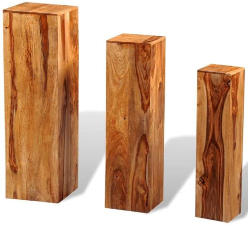 Eleganz 3 scale per fiori in legno massello – legno di palissandro per il giardino | gradini impilabili per balcone e terrazza | Durevole e naturale