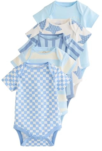 NEXT Bébé garçon Lot de 5 bodies bébé à manches courtes Bleu 12 Mois-18 Mois