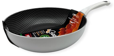 Padella Antiaderente anche Induzione Bee Nido D'Ape Alta Bianca 32 cm