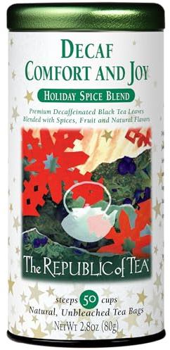 The Republic of Tea – Decaf Comfort and Joy Tea Tin, Decaffeinated, 50 Tea Bags