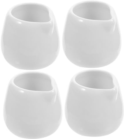 Toyvian 4pcs Ceramic Gravy Boat Mini Porcelain Sauce Pitchers White Pourers for Tabletop Serving and Freezer Storage Dishwasher Safe