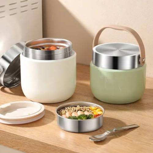 ZYNCUE Récipient alimentaire isotherme de 1500 ml avec couvercle, bol isotherme en acier inoxydable pour repas chauds et froids, boîte à déjeuner étanche avec cuillère pliable