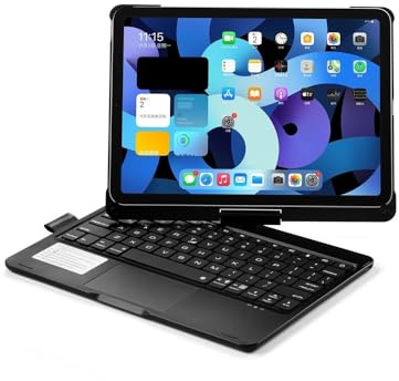 kuaijiexiaopu 360° Rotating Touch Keyboard Tablet Protective Case Suitable for iPad 11th Gen(air16)/10th Generation-10.9 inch universal(Nero)