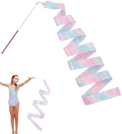 MenYiYDS 1 pezzo Nastro ritmica, nastro ginnastica ritmica bambina, Nastro ginnastica ritmica bambina, Nastri da Ballo, Ginnastica Ritmica Bacchetta, per Bambini Danza Artistica Ginnastica, 2 m