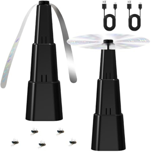 RNPKZ 2PCS Ventilateur Anti-Mouche, Moustiques Repoussent Les Ventilateurs avec Pales Souples et Crochet, Rechargeable Ventilateur Anti Mouche, pour Repas Intérieur et Extérieur, Pique-Nique, Camping