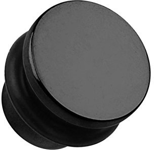 beyoutifulthings Ohr-Plug Flat TOP Ohr-Piercing Ohr-Schmuck Chirurgenstahl Tunnel Sattel-Verschluss Single Flair Schwarz 3mm